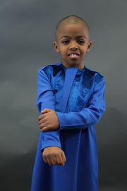 Qamis Safir Signature Blue Prince Velvet Enfant
