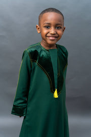 Qamis Safir Signature Green Velvet Enfant